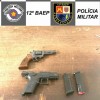 BAEP de Araçatuba prende casal por porte ilegal de arma de fogo, alvo de combate ao crime bairro Colinas em Birigui