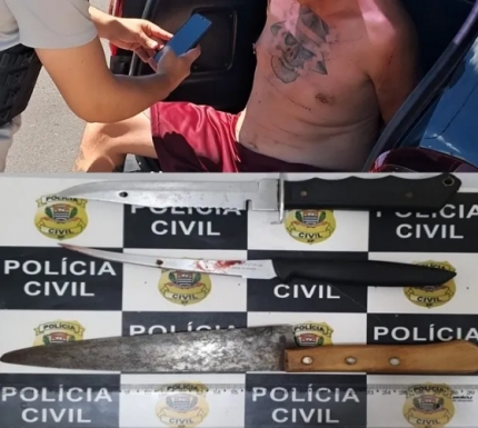 Polícia Civil de Valparaíso prendeu homem após descumprir medida protetiva e ameaçar a mãe com uma faca