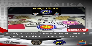 FORÇA TÁTICA DE DRACENA EM PATRULHAMENTO A NOITE PRENDE INDIVÍDUO POR TRÁFICO DE DROGAS