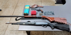 Homem é preso pela Delegacia de Atendimento da Mulher em flagrante por posse ilegal de armas e centenas de munições em Três Lagoas 