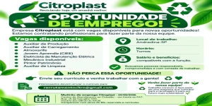 CITROPLAST DE ANDRADINA TEM VÁRIAS VAGAS DE EMPREGO NO MULTIRÃO 