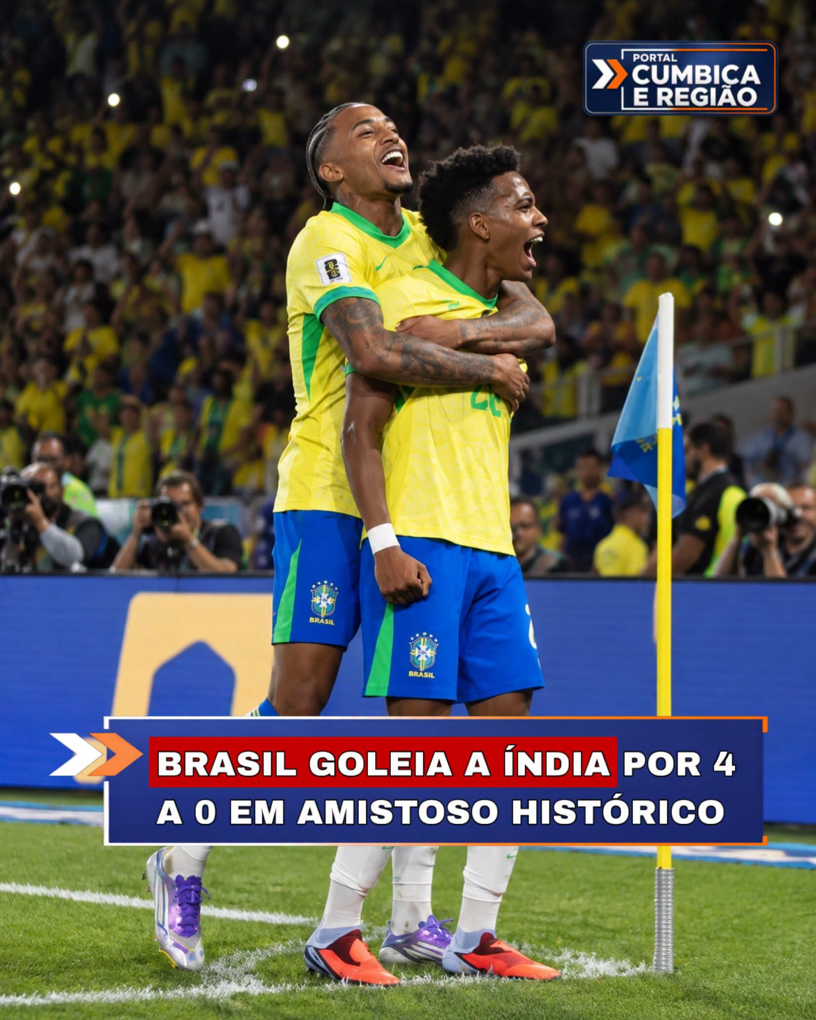 Brasil goleia a Índia por 4 a 0 em amistoso histórico