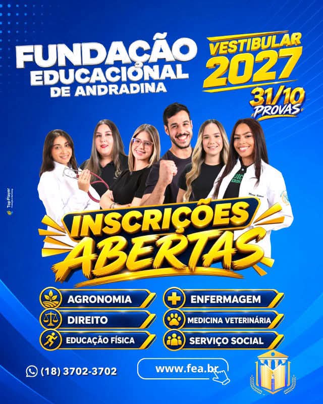 Fundação Educacional de Andradina abre inscrições para o Vestibular 2027