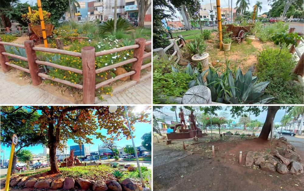 Área revitalizada no Centro Cultural de Andradina é tomada pelo abandono 