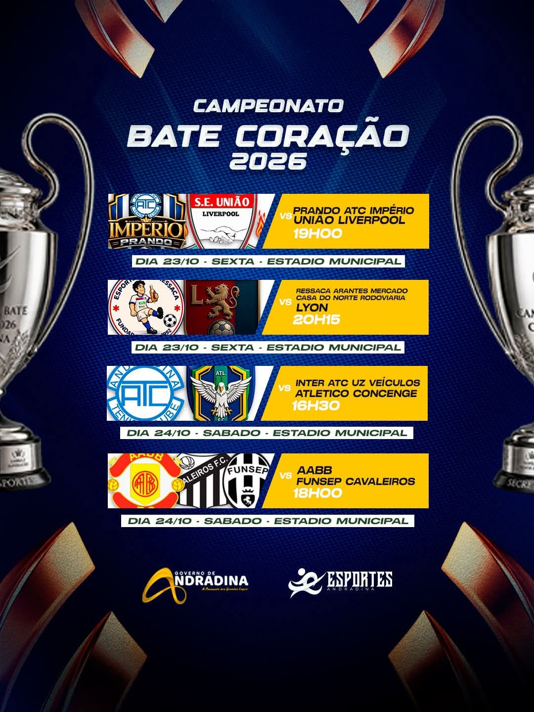 Campeonato Bate Coração 2026 começa nesta sexta-feira em Andradina