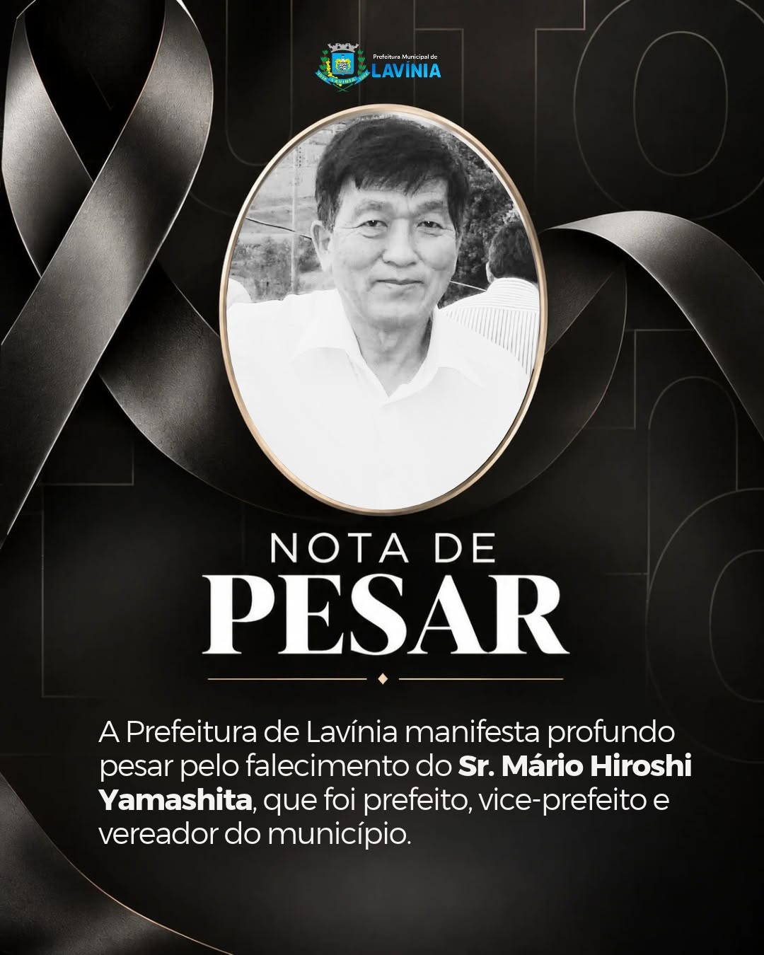 LAVÍNA CHORA A PERDA DO EX-PREFEITO MÁRIO HIROSHI YAMASHITA AOS 76 ANOS