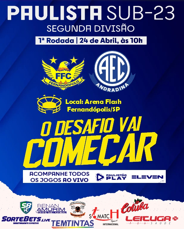 Domingo o Andradina EC estreia na 2º divisão jogando fora de casa contra Fernandópolis