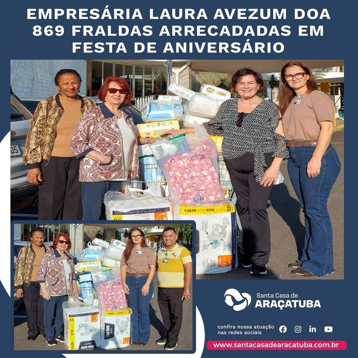 Santa Casa de Araçatuba recebe doação da empresária Laura Maria Mattar Avezum