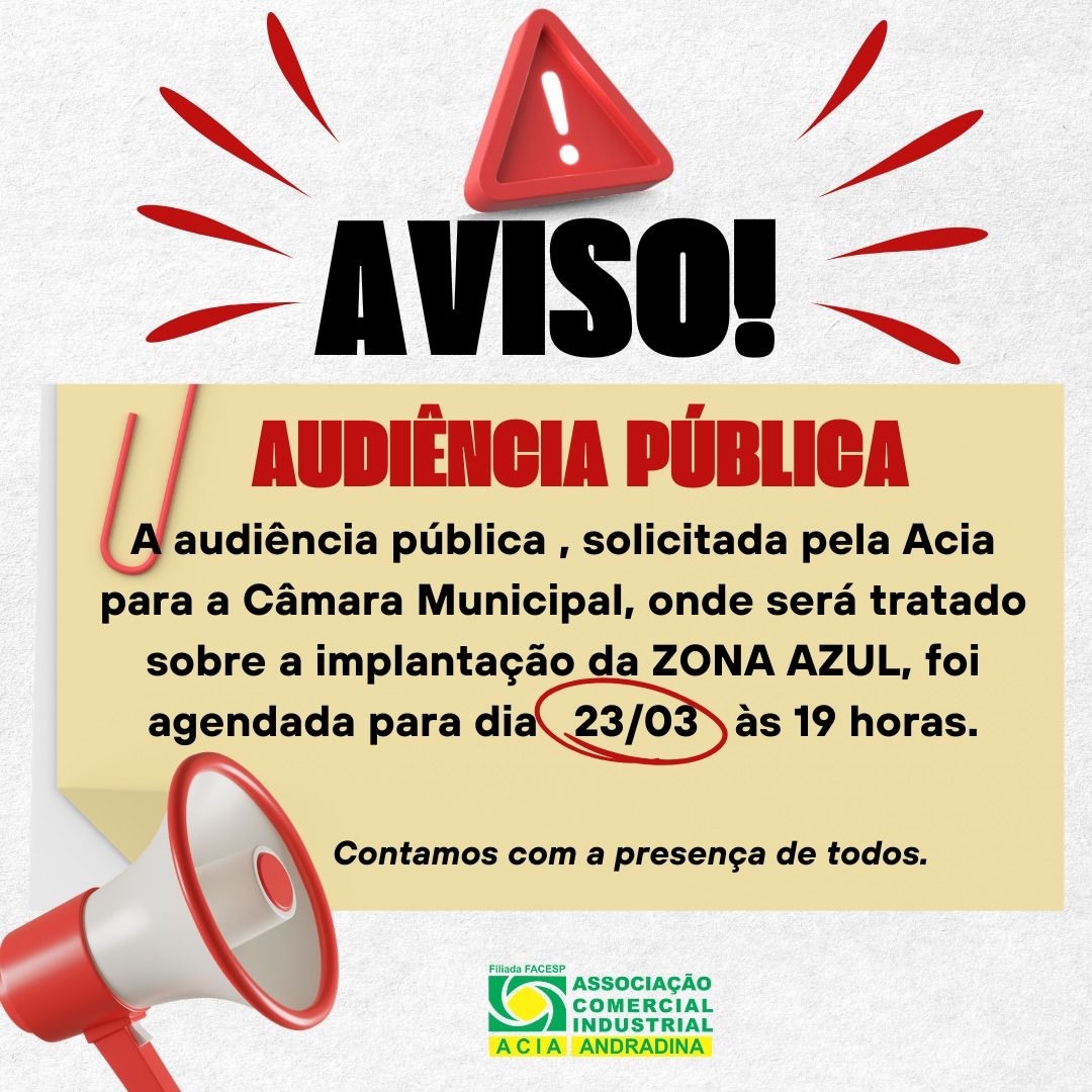 Câmara de Andradina promove audiência pública sobre implantação da zona azul