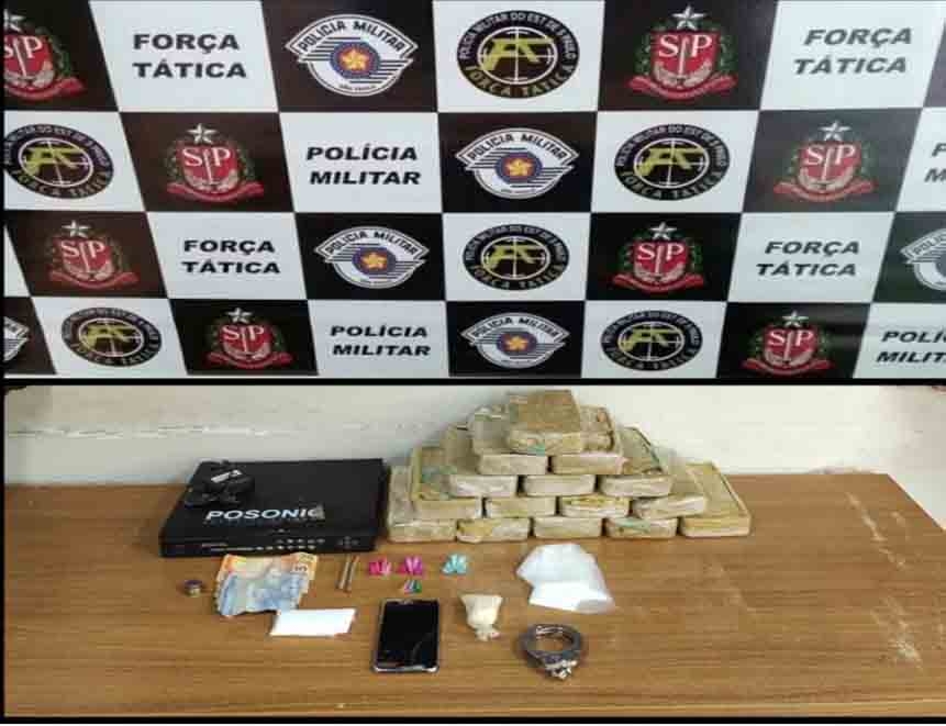 Polícia Militar de Araçatuba prendeu homem com muita droga no bairro Atlântico