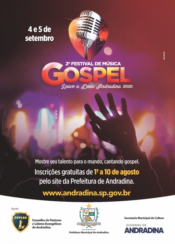 Festival Gospel 2020 do Governo de Andradina tem inscrições até segunda-feira