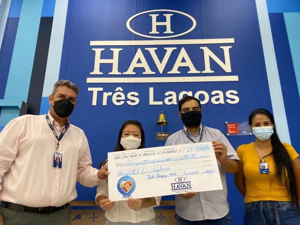 Hospital Auxiliadora de TL recebe o resultado do projeto “Troco Solidário” da Havan realizado no segundo semestre de 2021