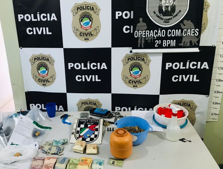 Canil, Força Tática e 2º DP de Três Lagoas prendem indivíduo por tráfico de drogas na Vila Piloto