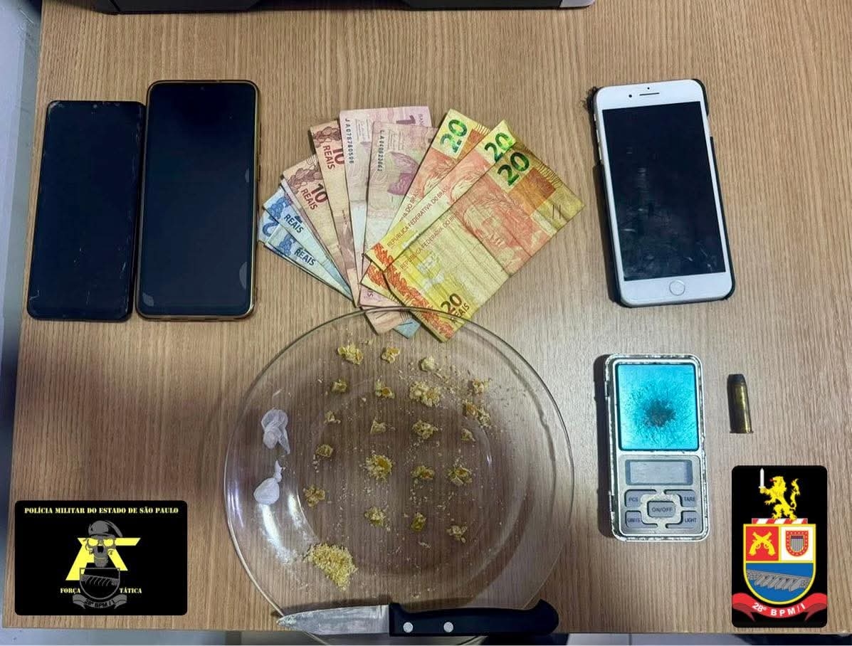 Polícia Militar de Andradina apreende drogas, dinheiro e munição durante ação da Força Tática no bairro Pereira Jordão