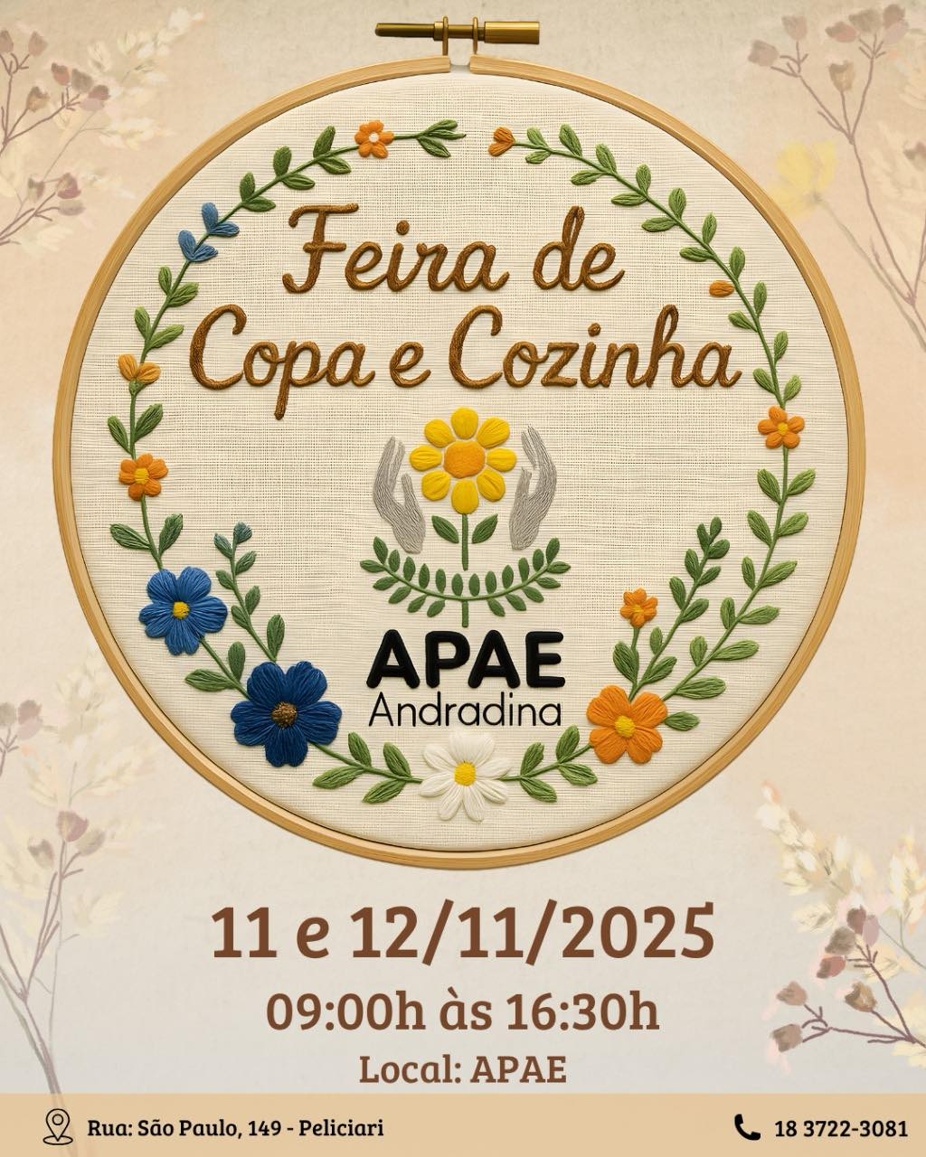 Vem aí a tradicional Feira de Copa e Cozinha e Artesanatos da APAE Andradina!