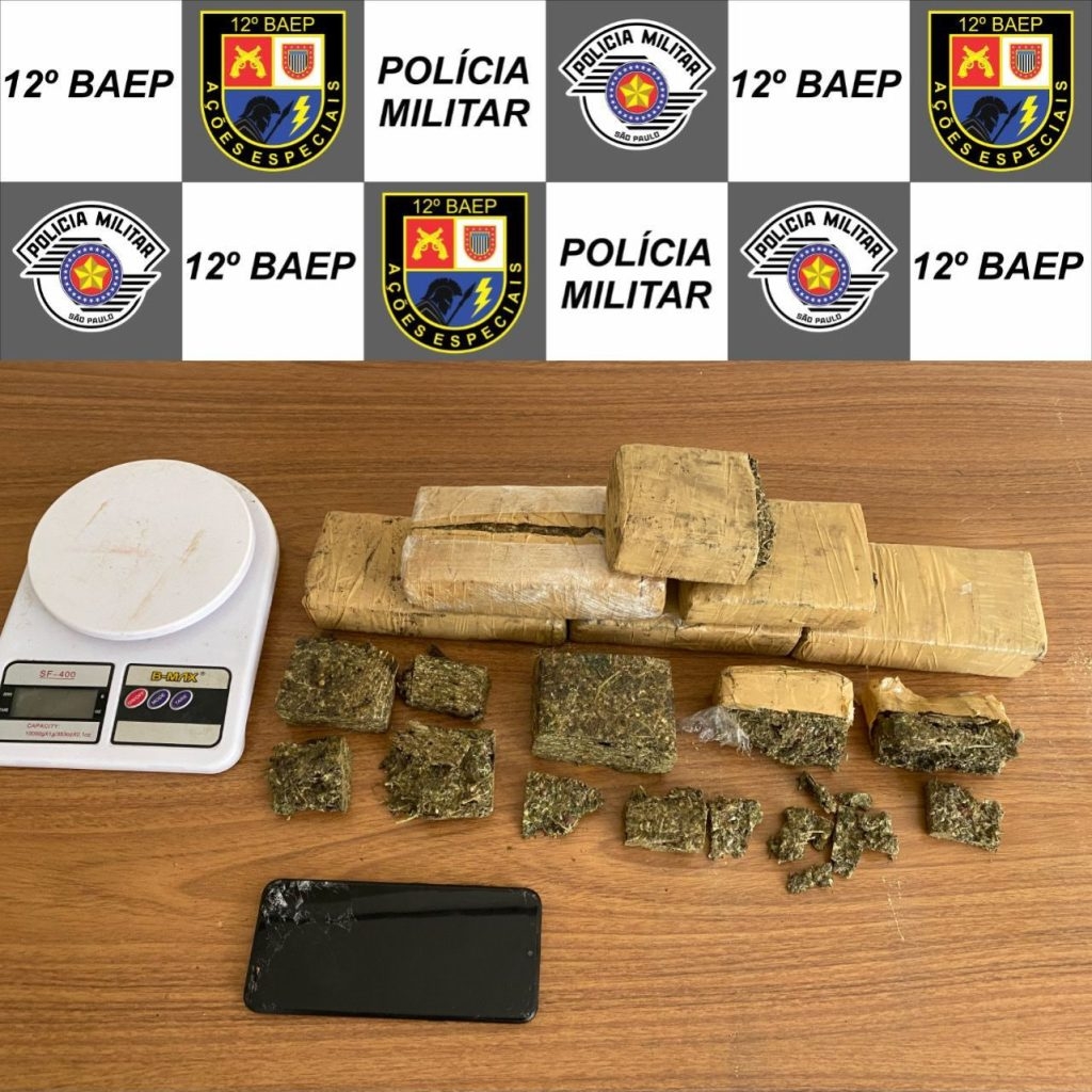BAEP de Araçatuba prendeu indivíduo com 3 kg de maconha, alvo de combate ao crime bairro Atlântico