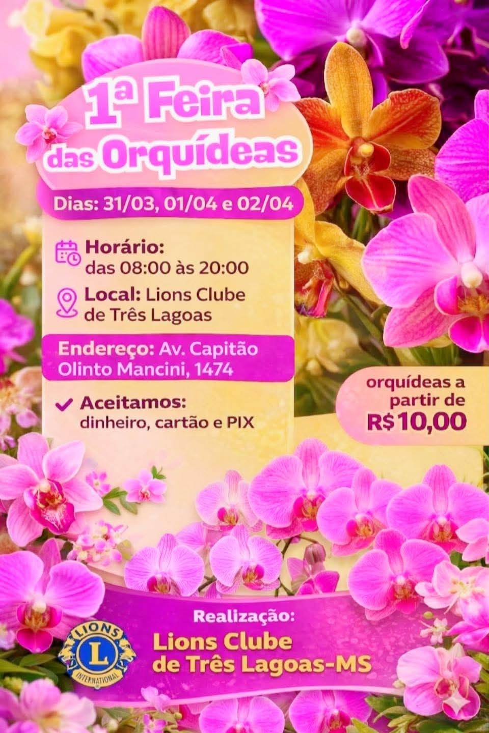 Lions Clube de Três Lagoas promove a 1ª Feira das Orquídeas
