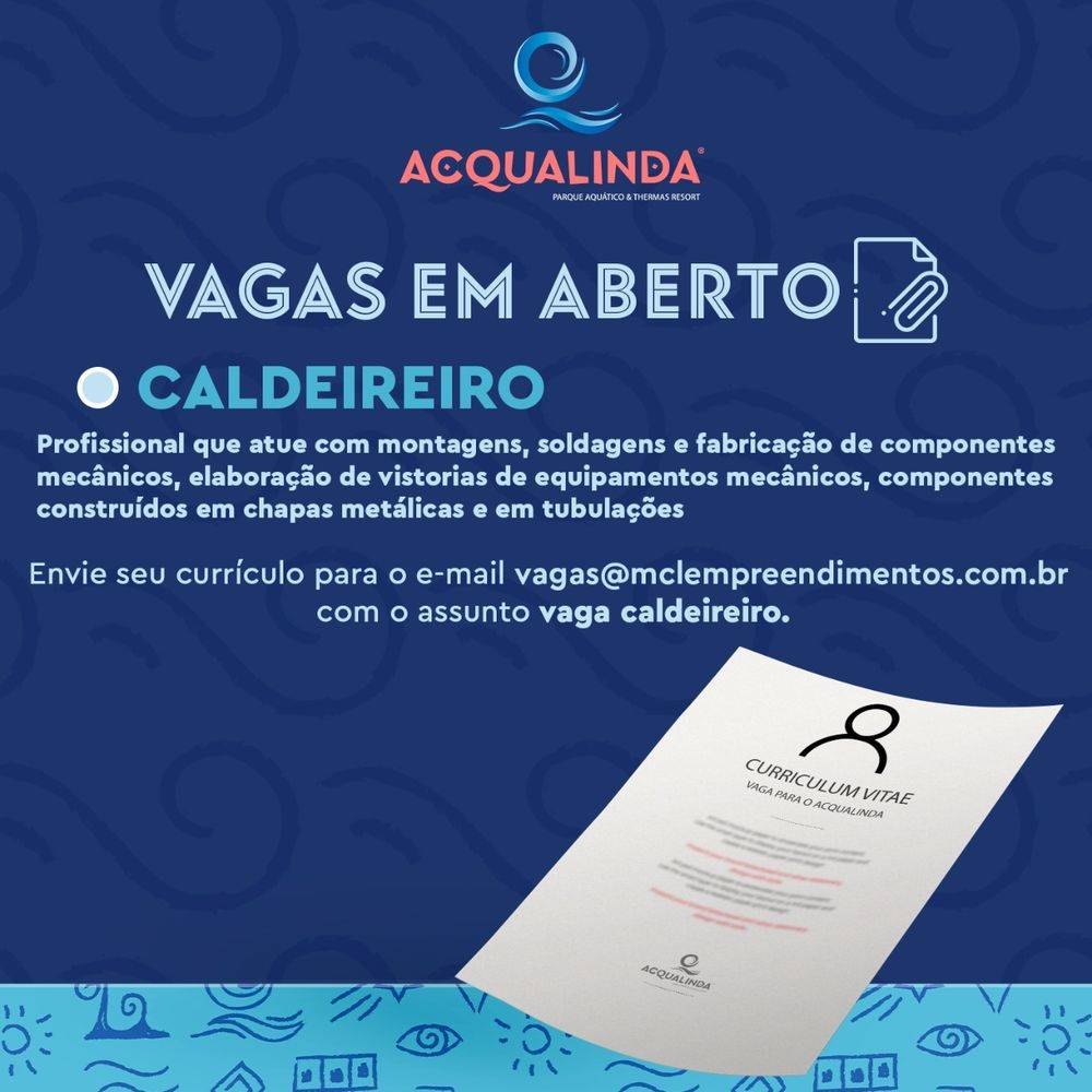 Em Andradina Parque Aquático Acqualinda tem novas vagas em aberto