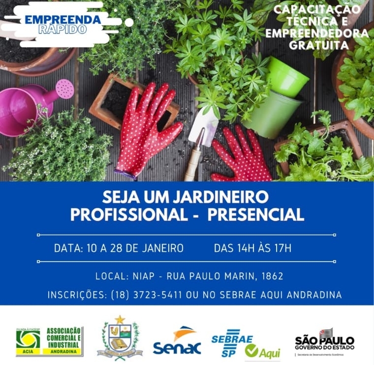 Estão abertas as inscrições para curso de jardinagem profissional em Andradina