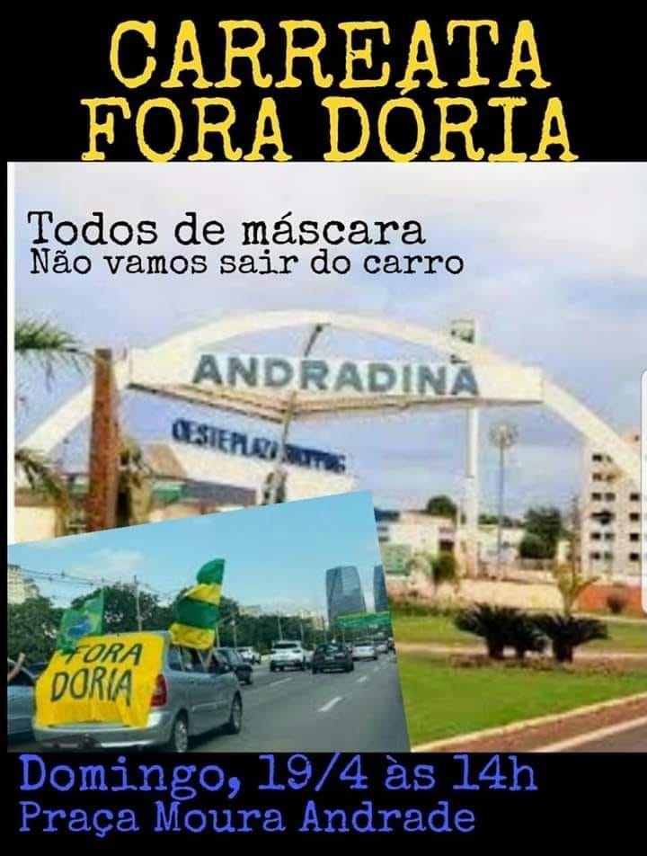 Moradores organizam carreata em Andradina contra João Dória