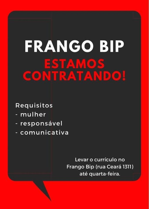 Em Andradina oportunidade de emprego para mulher no Frango Bip