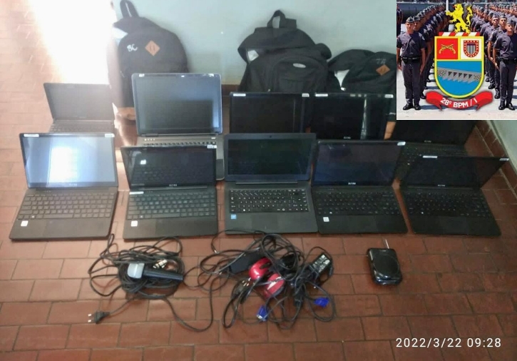 PM de Andradina identifica autores de furto e recupera 10 notebooks e vários objetos furtados da escola Alice Marques