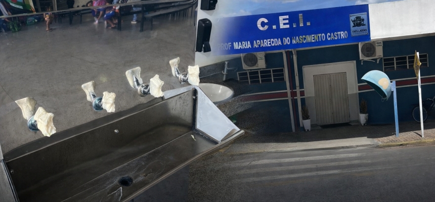 Bebedouro e torneiras de banheiros estariam sem funcionamento há meses no C.E.I Cida Castro em Três Lagoas