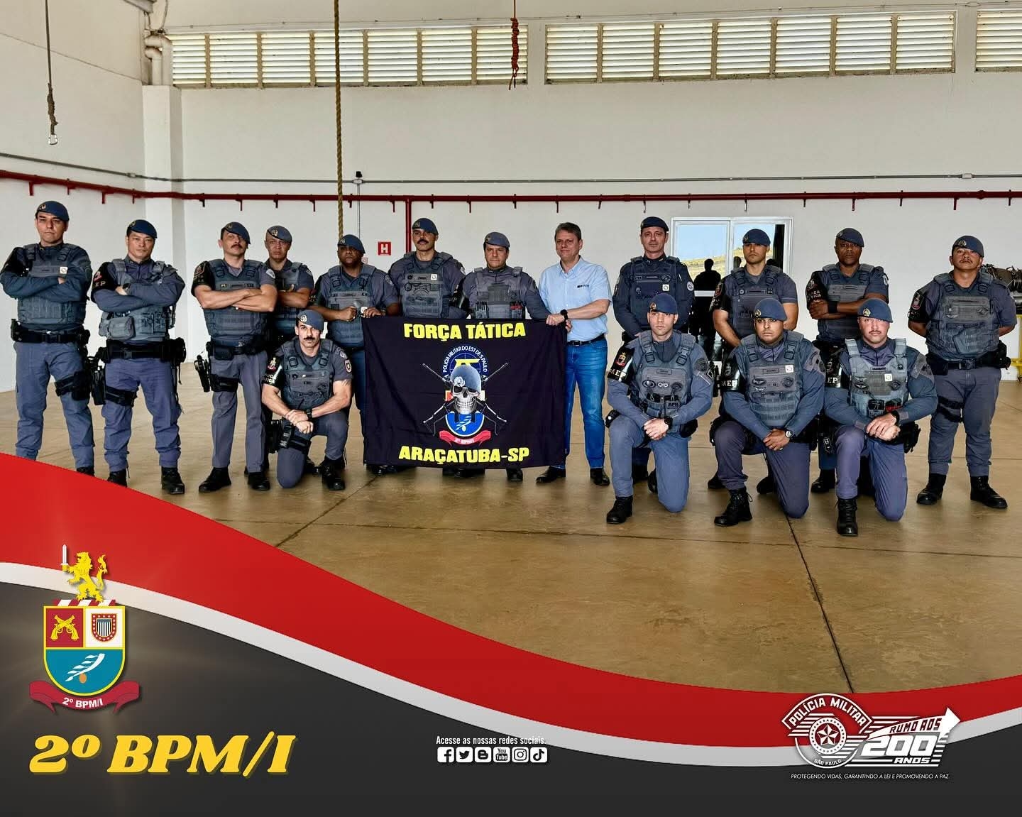Policiais militares do 2º BPM/I de Araçatuba prestam apoio à recepção do Governador