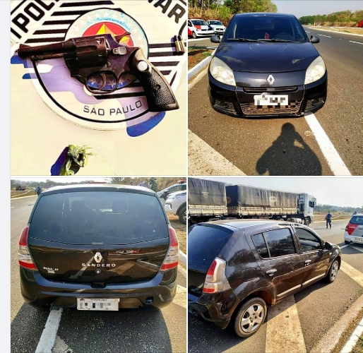 Em Castilho durante patrulhamento rural Polícia Militar apreende revólver e maconha com motorista de um sandero