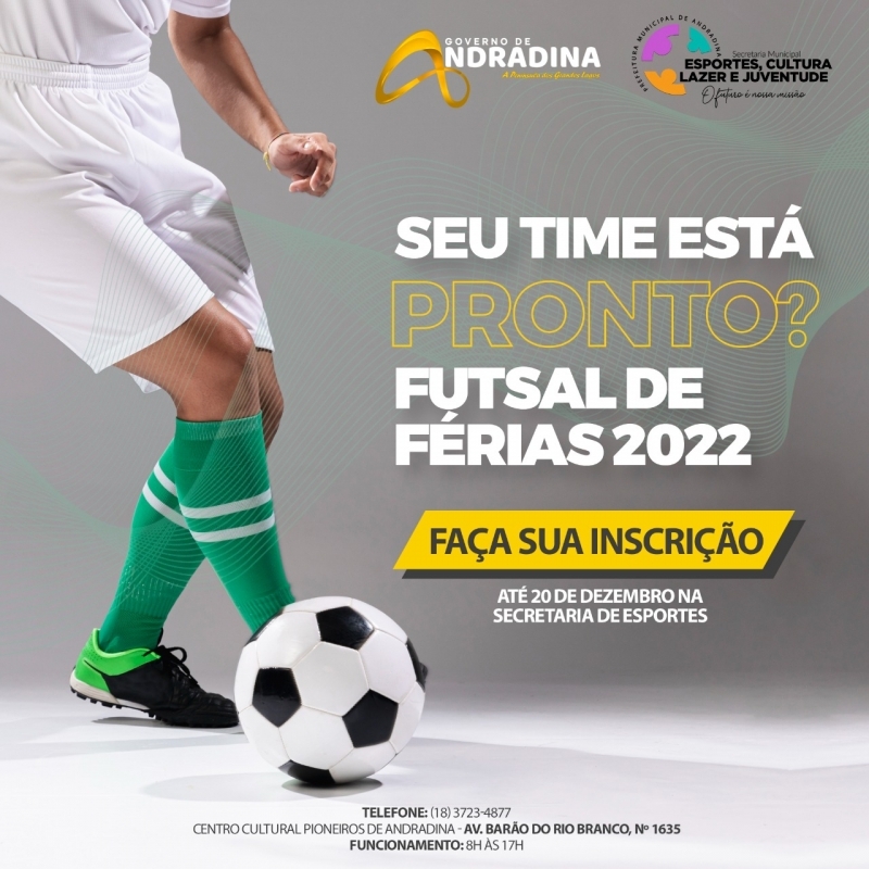 Prefeitura de Andradina abre inscrições para o Futsal de Férias