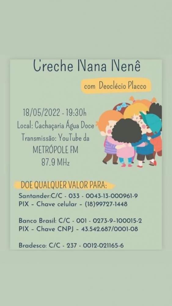Em Andradina Creche Nana Nenê realiza live com Deoclécio Placco