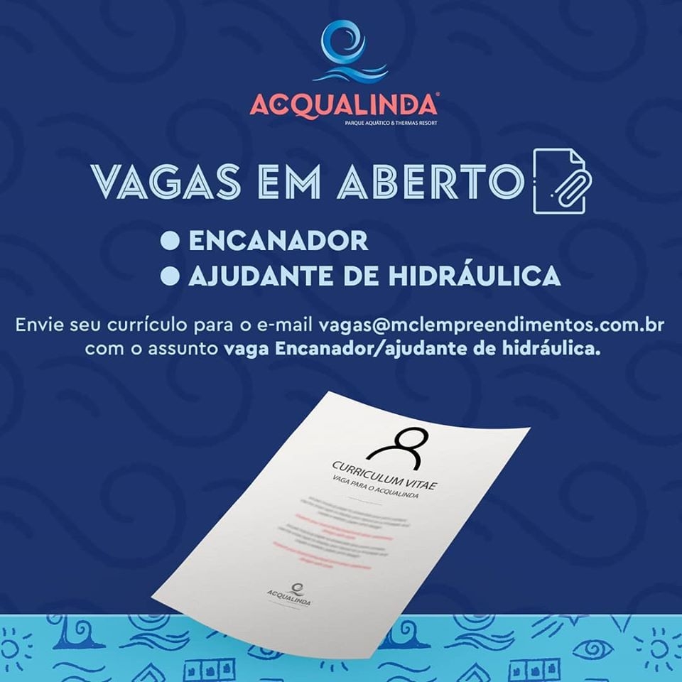 Em Andradina Parque Aquático tem vaga de ajudante de hidráulica e encanador