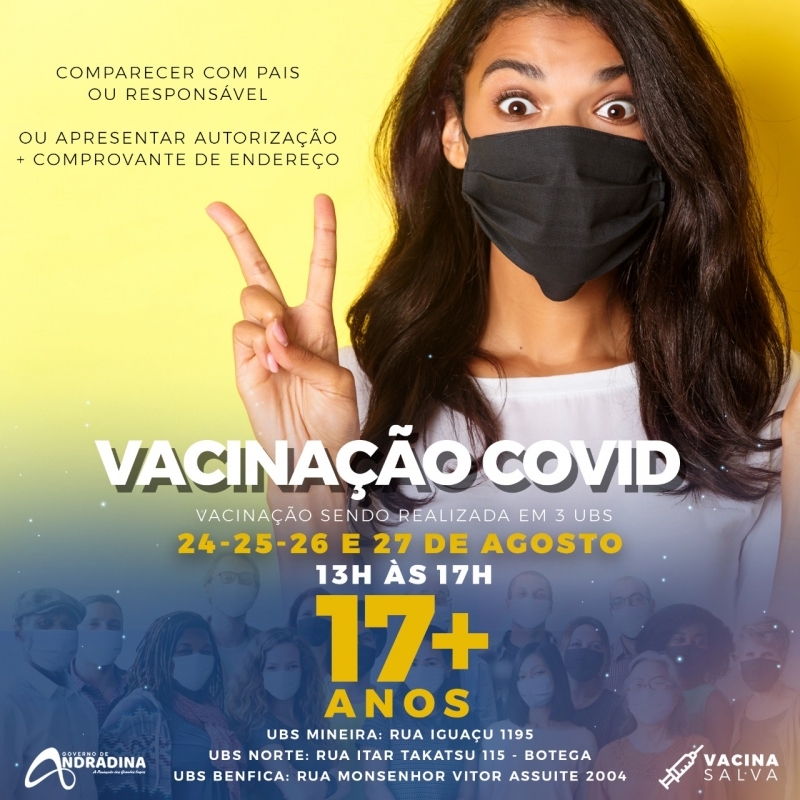 Na Terra do Rei do Gado vacinação de adolescentes de 12 a 17 anos começa nesta terça-feira