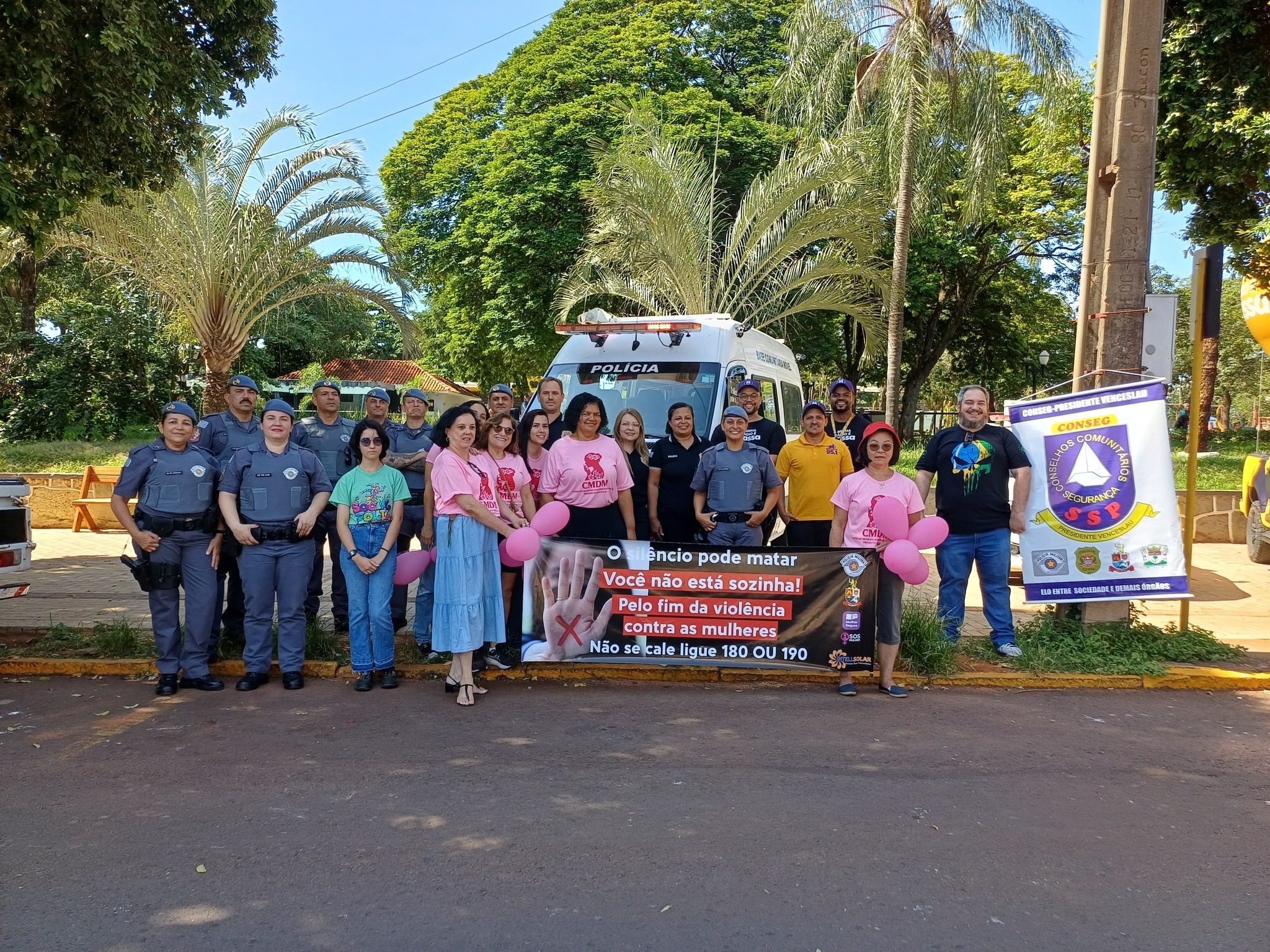 POLÍCIA CIVIL PARTICIPA DE CAMPANHA DE PREVENÇÃO À VIOLÊNCIA DOMÉSTICA E FAMILIAR CONTRA A MULHER EM PRESIDENTE VENCESLAU