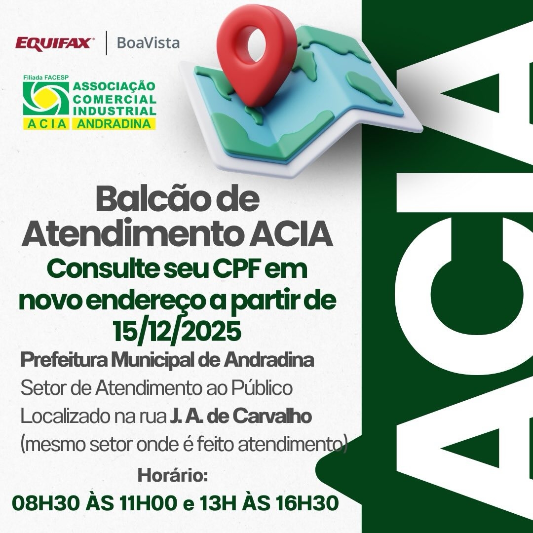 Balcão de Atendimento da ACIA é realizado pela Prefeitura Municipal de Andradina