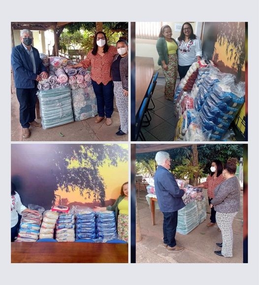 Primeira dama de Castilho entrega alimentos e cobertores ao Asilo Betel