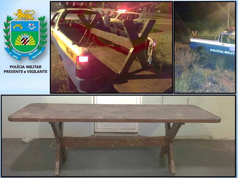 Policia Militar prendeu 01 “ladrão” agindo na madruga e recuperou 01 mesa de madeira maciça em Três Lagoas