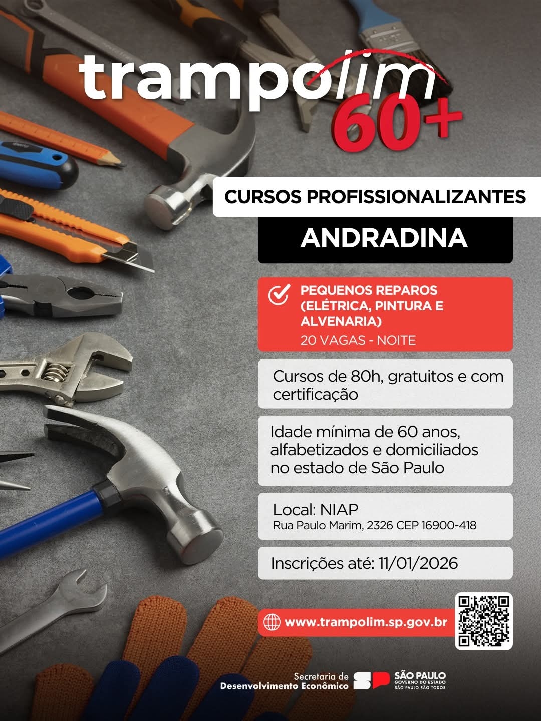 TRAMPOLIM ABRE CURSOS PARA PESSOAS 60+ EM ANDRADINA