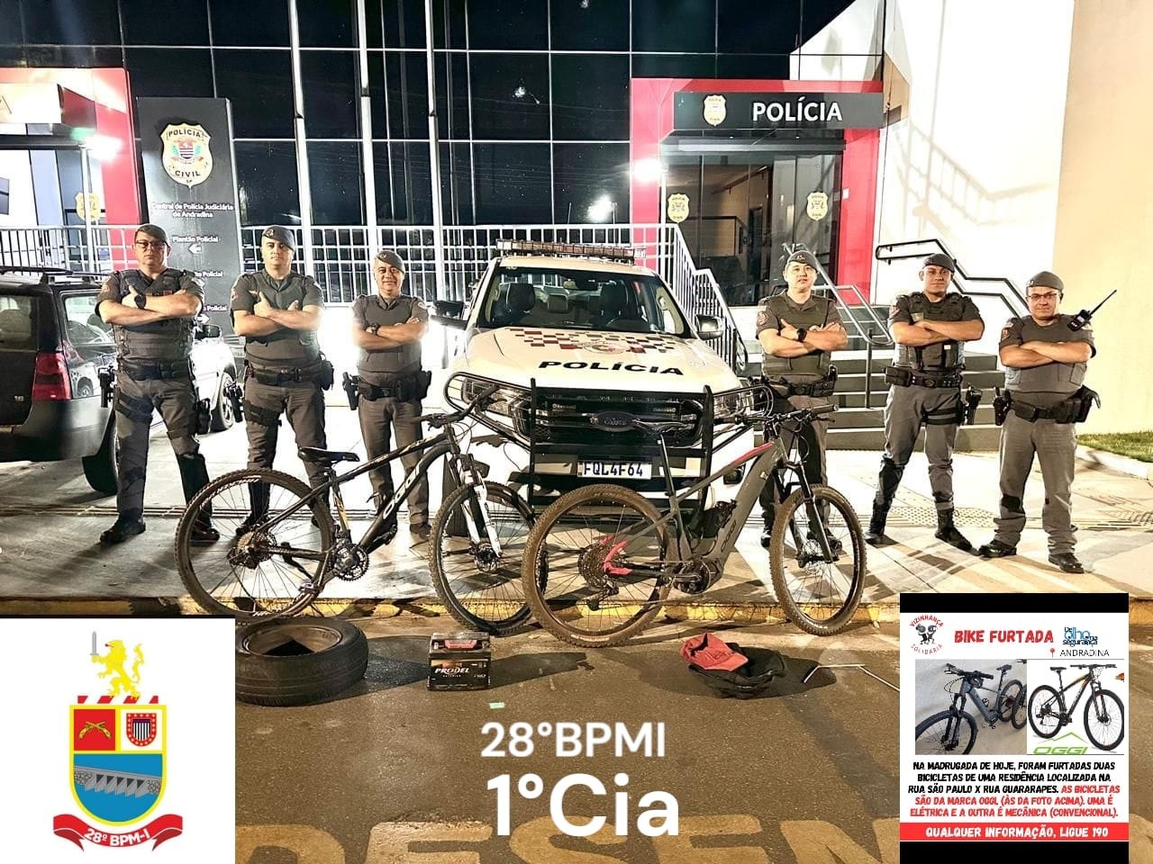 Polícia Militar de Andradina prende dupla por furto de bateria e bicicletas