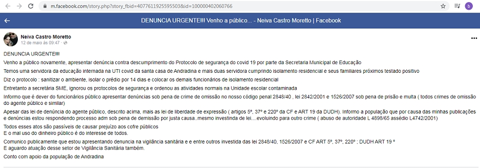 Servidora faz denúncias sobre falta de condições de trabalho e Prefeitura de Andradina instaura sindicância