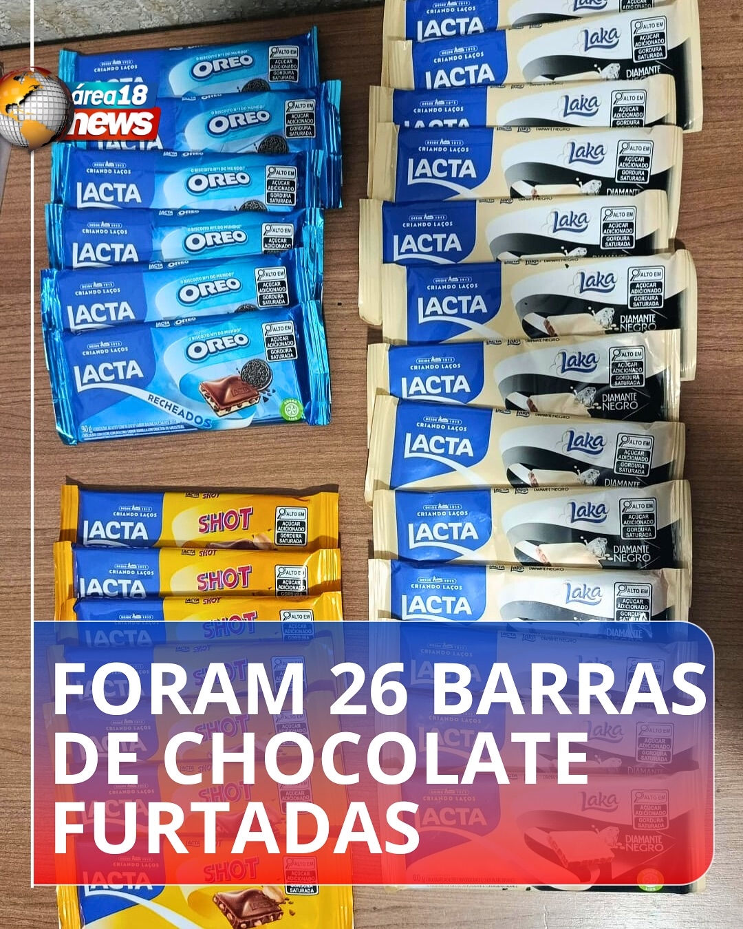 Polícia Militar de Mirandópolis prende homem por furtar 26 barras de chocolate de um supermercado