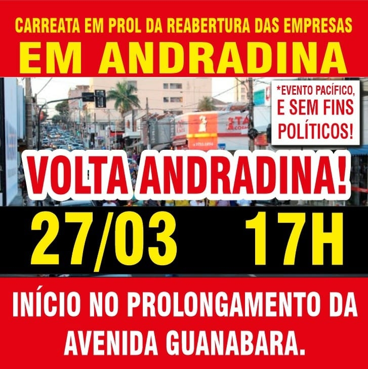 Em Andradina acontece carreata em prol da reabertura das empresas
