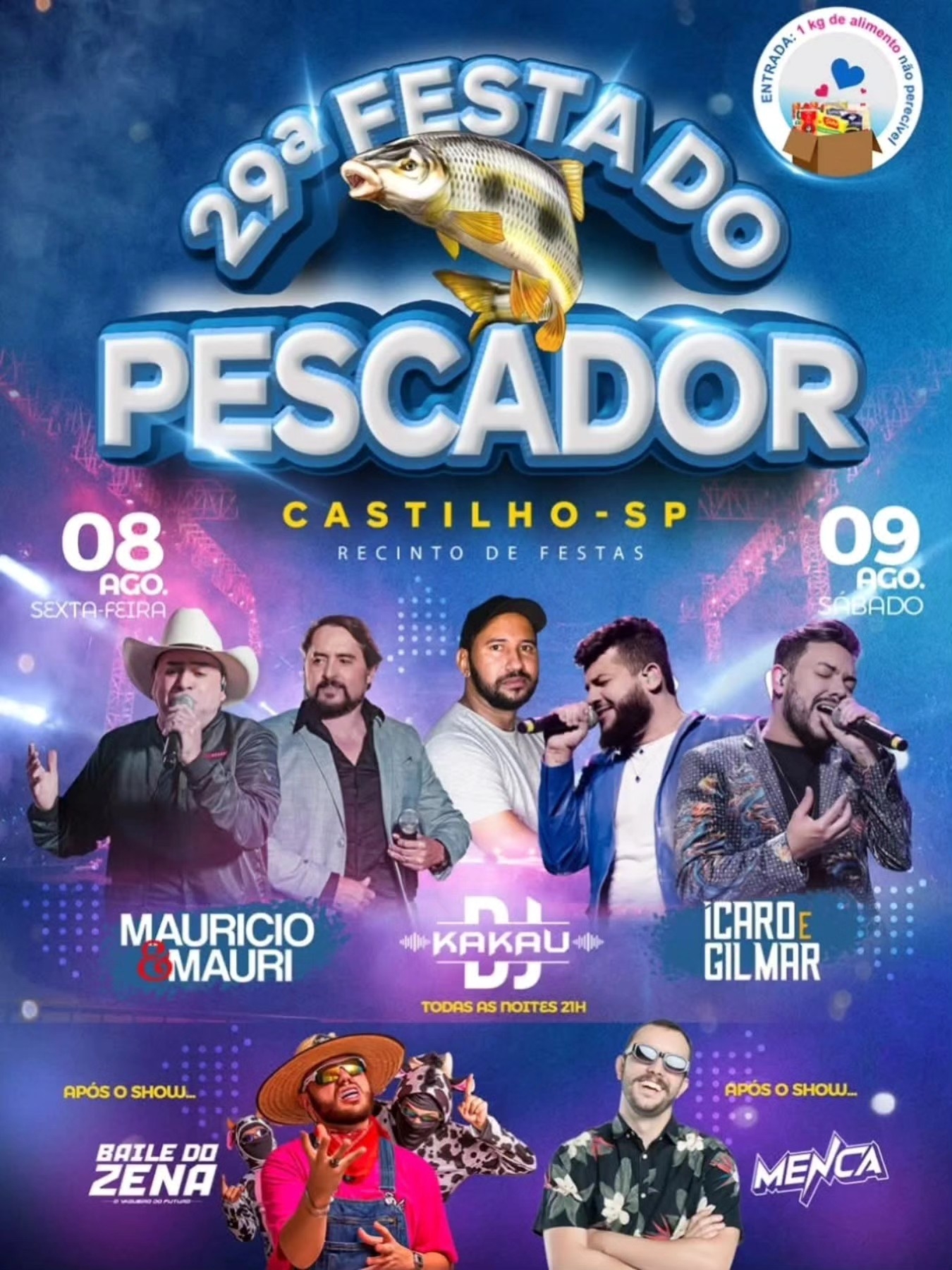 29ª FESTA DO PESCADOR EM CASTILHO TERÁ SHOWS, ARTISTAS RENOMADOS E DJs TODAS AS NOITES