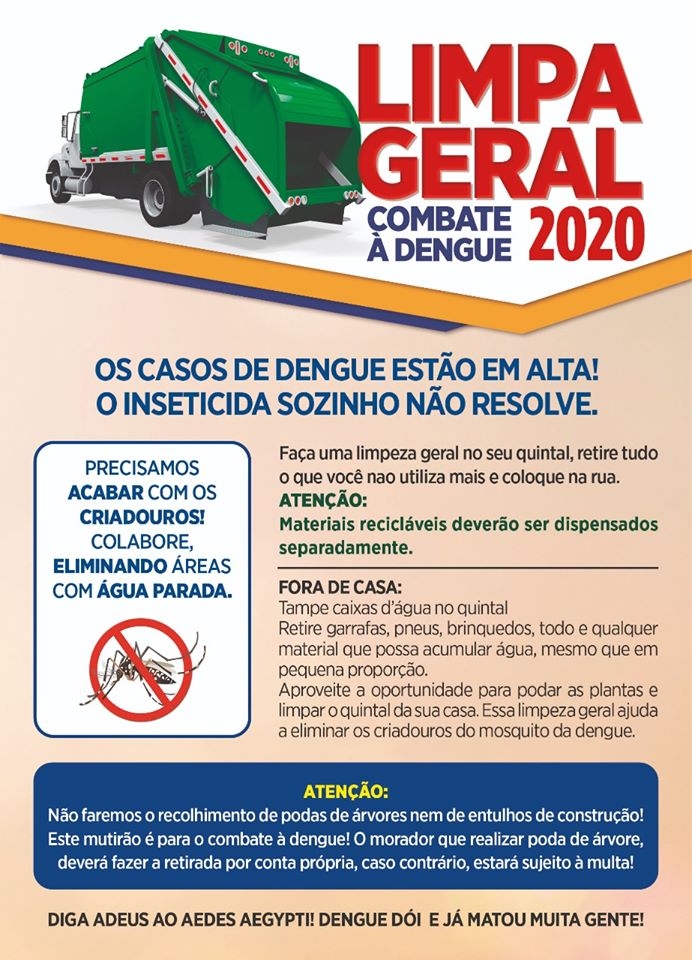 PREFEITURA MUNICIPAL DE PEREIRA BARRETO FARÁ “LIMPA GERAL” CONTRA DENGUE NO DIA 11 DE MAIO