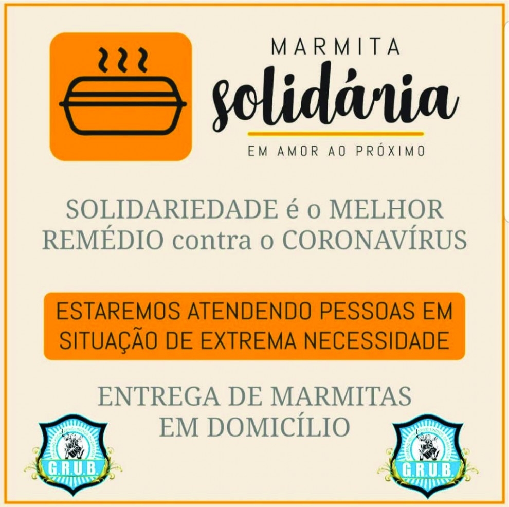 Associação GRUB de Andradina estará fazendo doação de marmitas a pessoas carentes