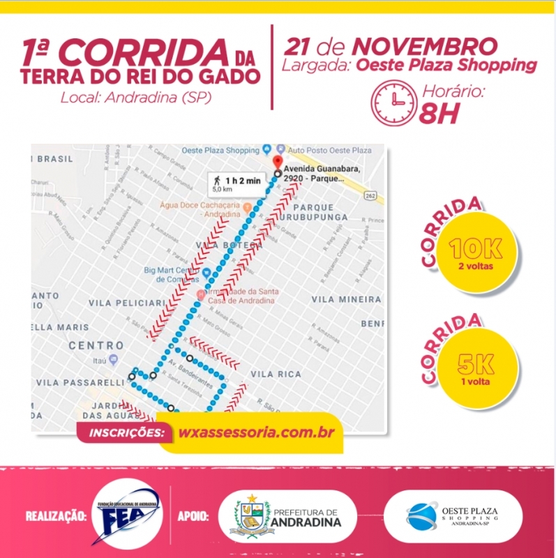 1ª Corrida Terra do Rei do Gado acontece neste domingo em Andradina