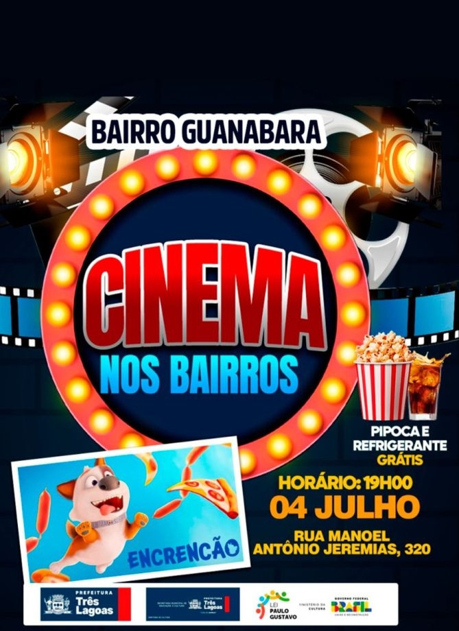 “Cinema nos Bairros” será realizado no Bairro Guanabara nesta sexta em Três Lagoas