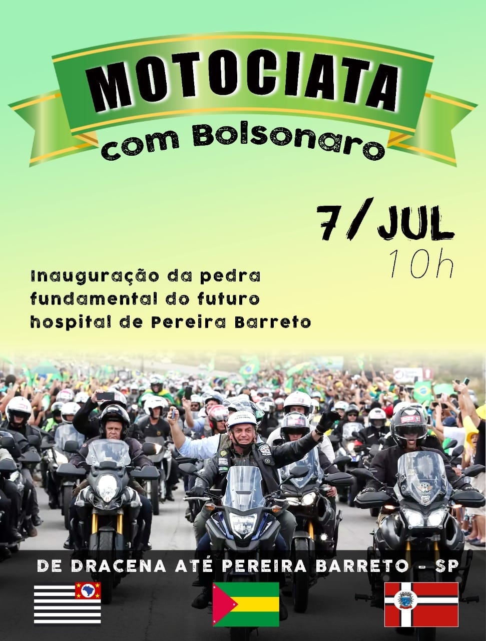 Presidente Jair Bolsonaro vai lançar pedra fundamental da construção do Hospital Federal em Pereira Barreto
