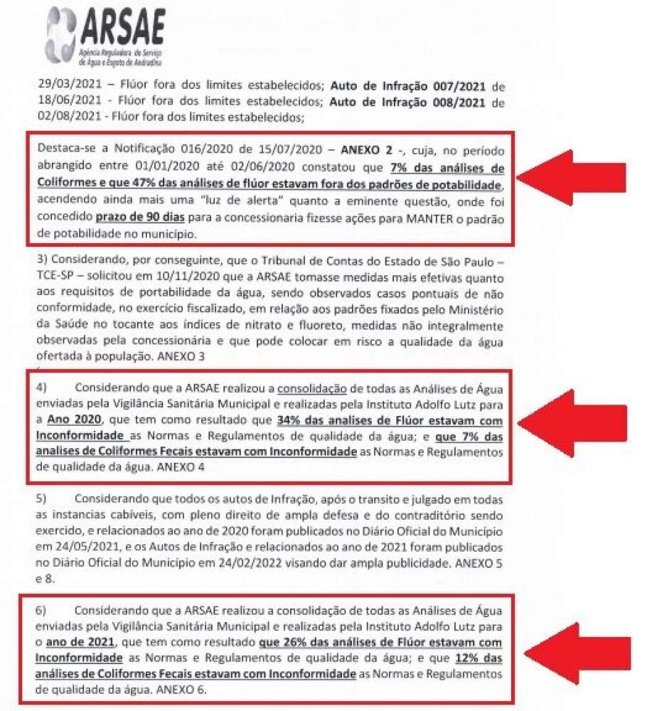 Arsae notifica Prefeito de Andradina para retornar a água para a municipalidade
