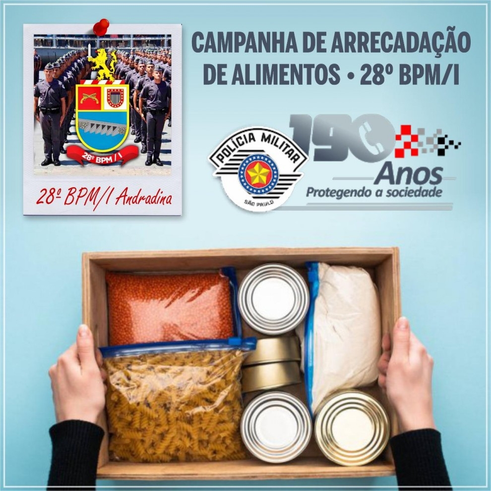 28º Batalhão da Polícia Militar de Andradina adere à campanha de arrecadação de alimentos